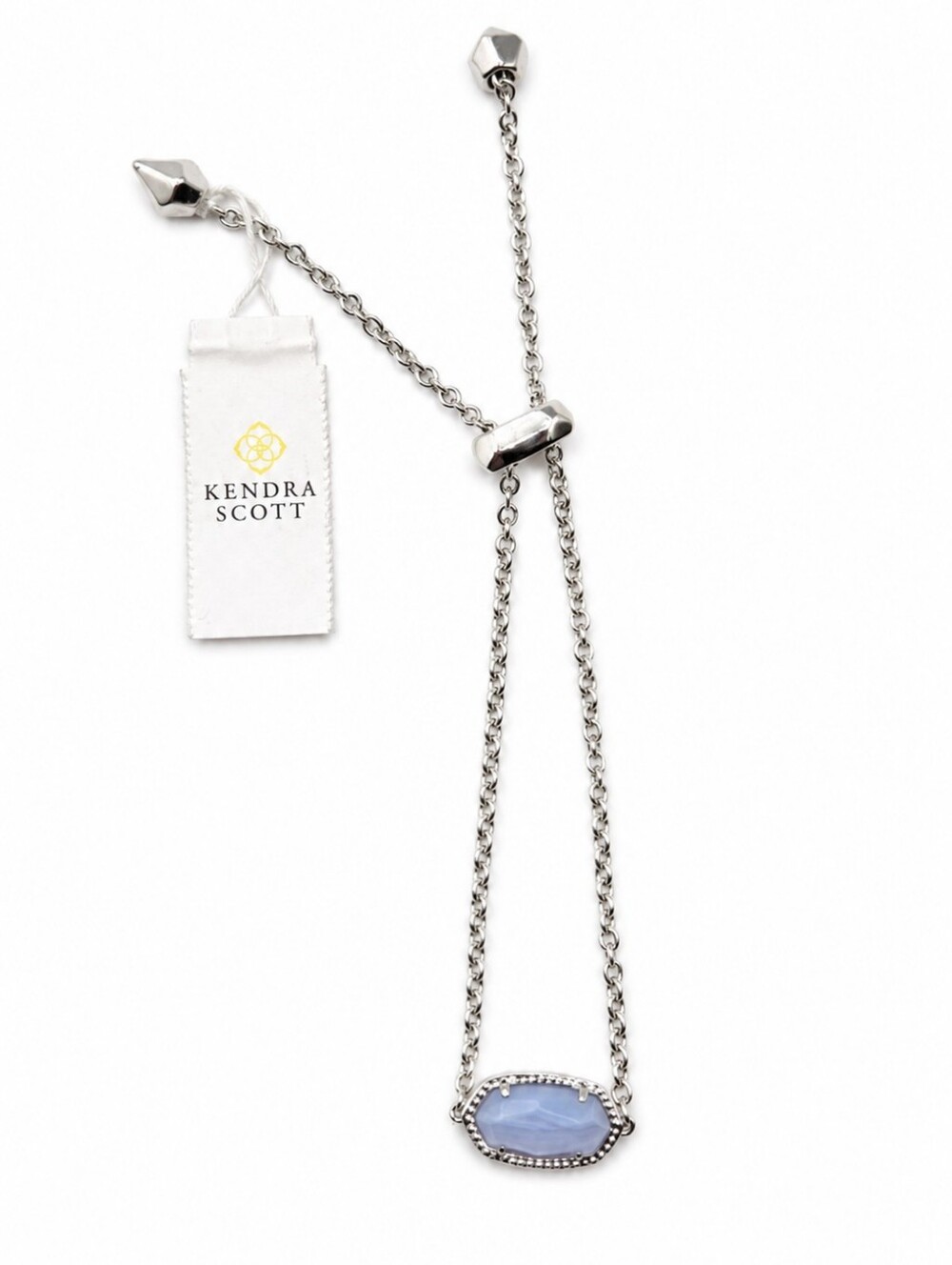Kendra Scott NWT Elaina Adjustable Chain Bracelet Blue Lace Agate Stone